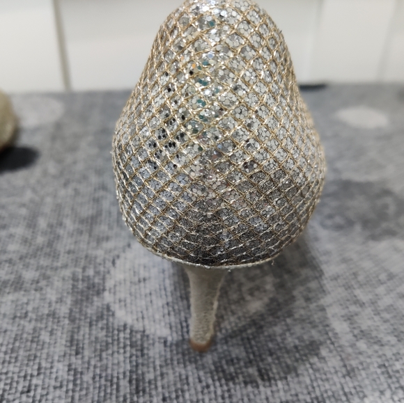 Jimmy Choo Peep Toe Metallic Heels - 41 - Picture 7 of 15
